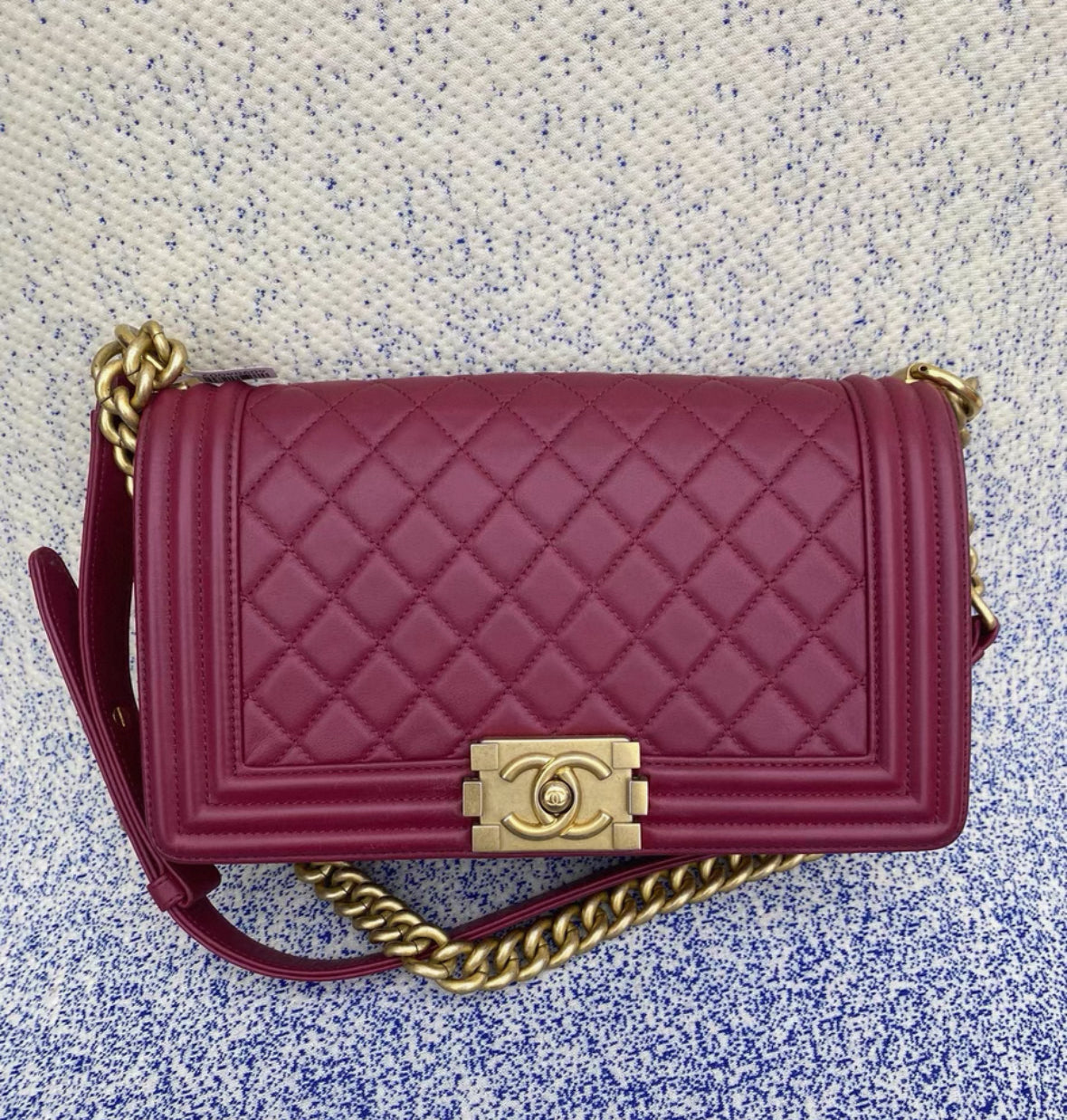 Chanel Leboy M burgundy gold
