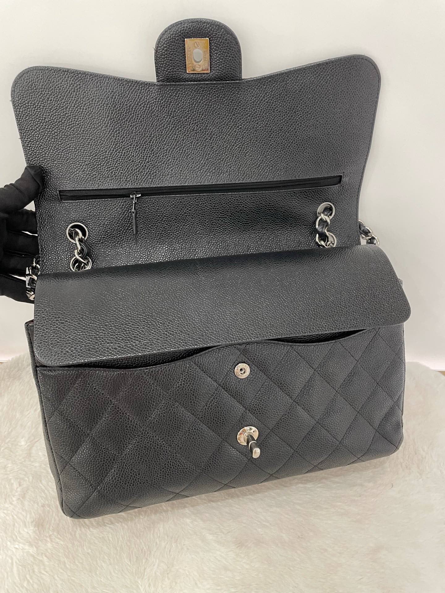 Preloved Ch black bag Big