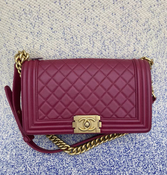 Chanel Leboy M burgundy gold