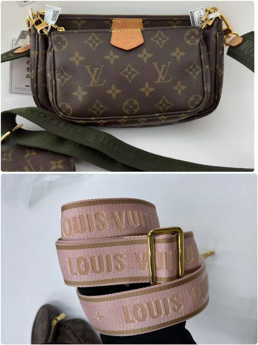 LV Pochette Green and Pink